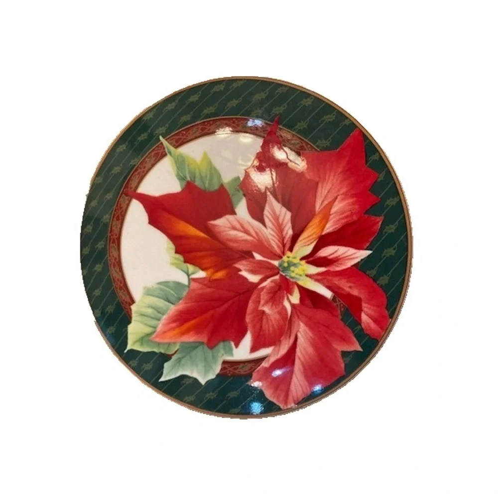 VINTAGE Mikasa Maxima Holiday Fleur Poinsettia Round‎ Trinket Box With Lid